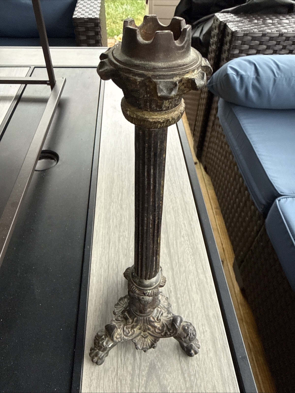 Antique Bronze Brass Candlestick 12.5\