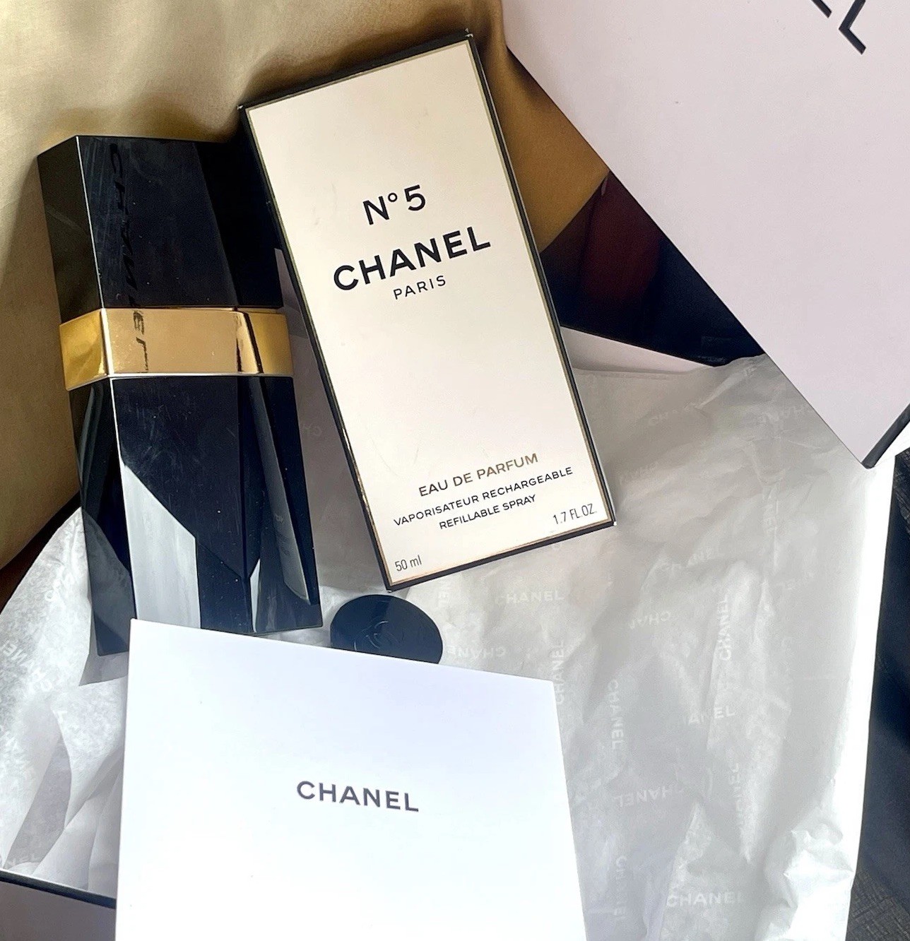 Vintage 90’ Chanel No 5 PARFUM SPRAY Refillable Container 1.7fl oz FULL NEW