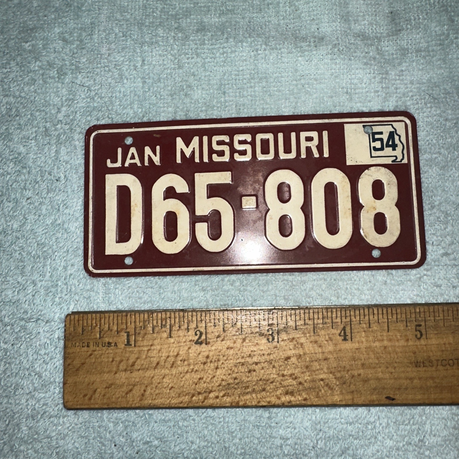 Vintage Bicycle License Plate 1954 Missouri. Cereal Box Prize