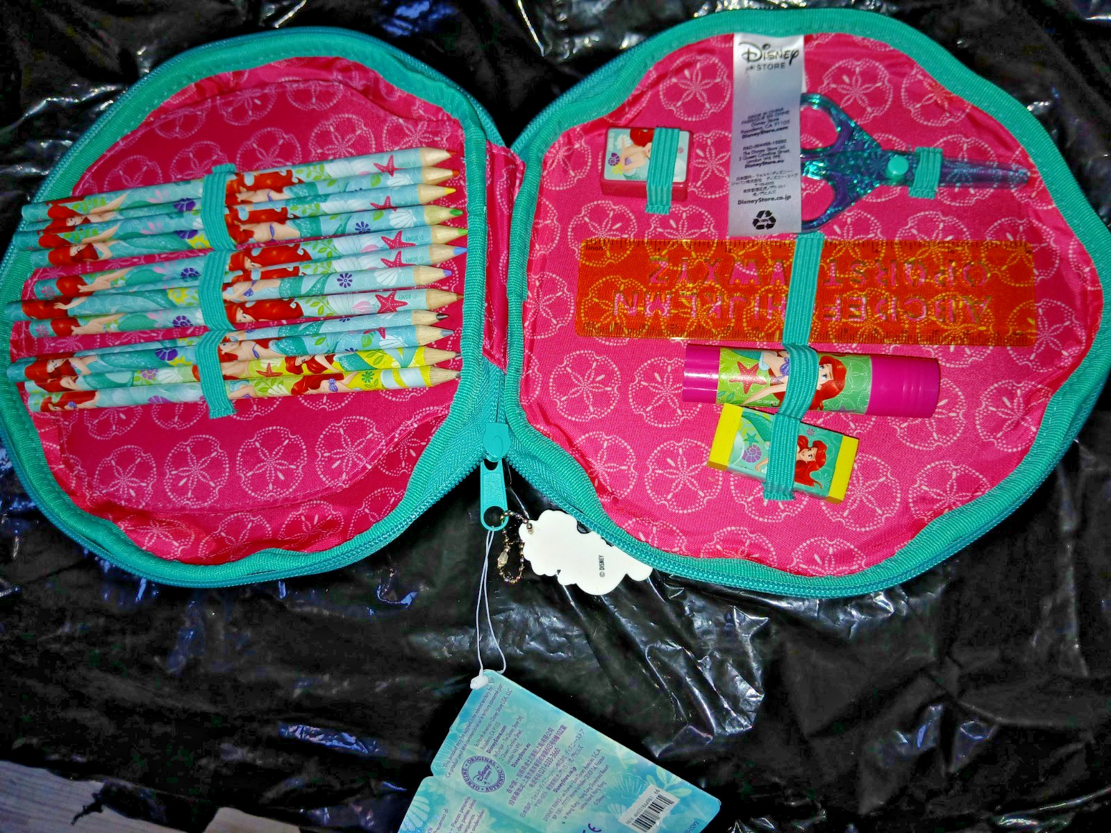 Disney Store Ariel The little Mermaid Zip Up Stationary Kit Art Case School SET