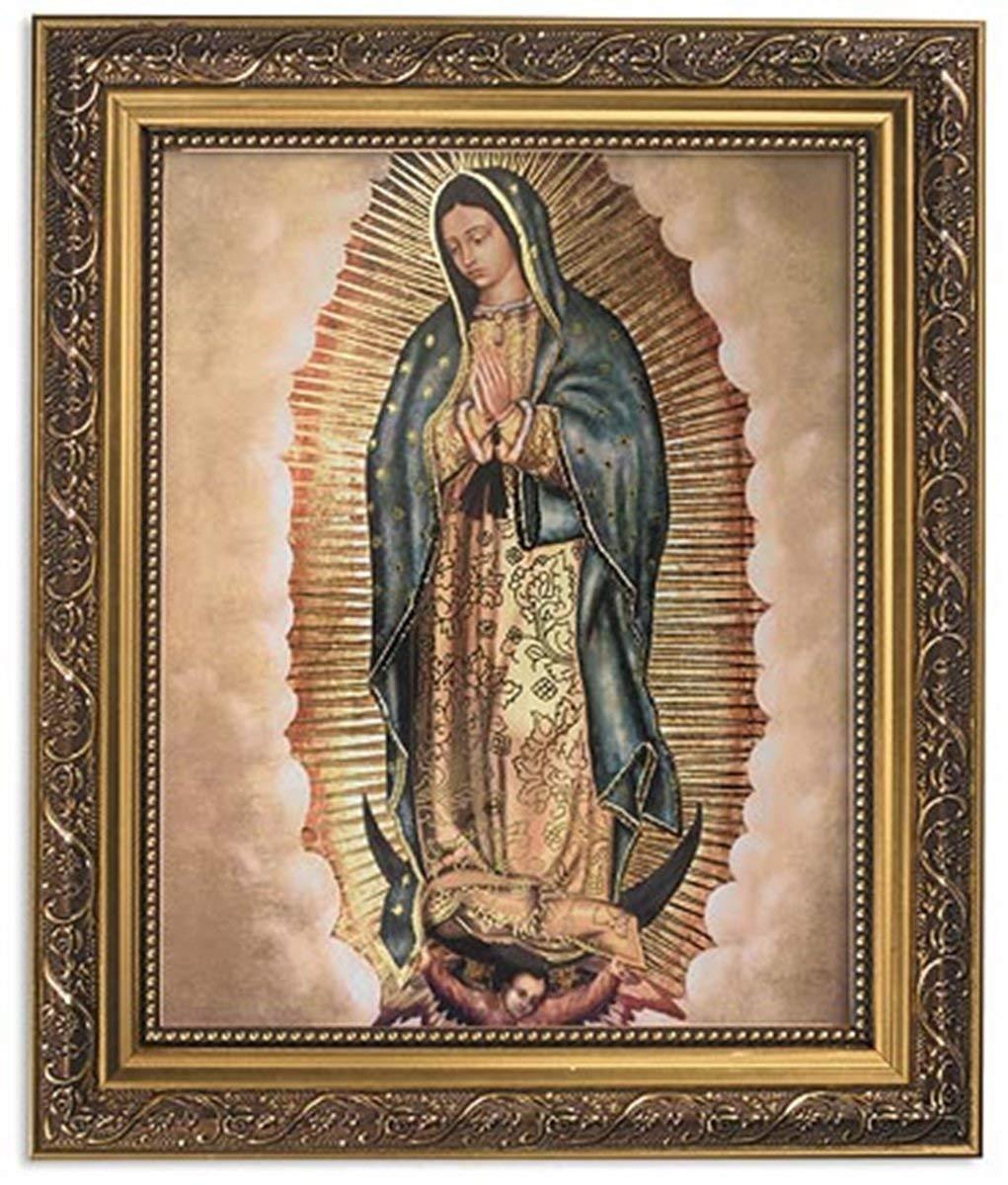Ornate Gold Tone Finish Our Lady of Guadalupe Framed Portrait Print, 13 Inch Ornate Gold Tone Finish Our Lady of Guadalupe Framed Portrait Print, 13 Inch