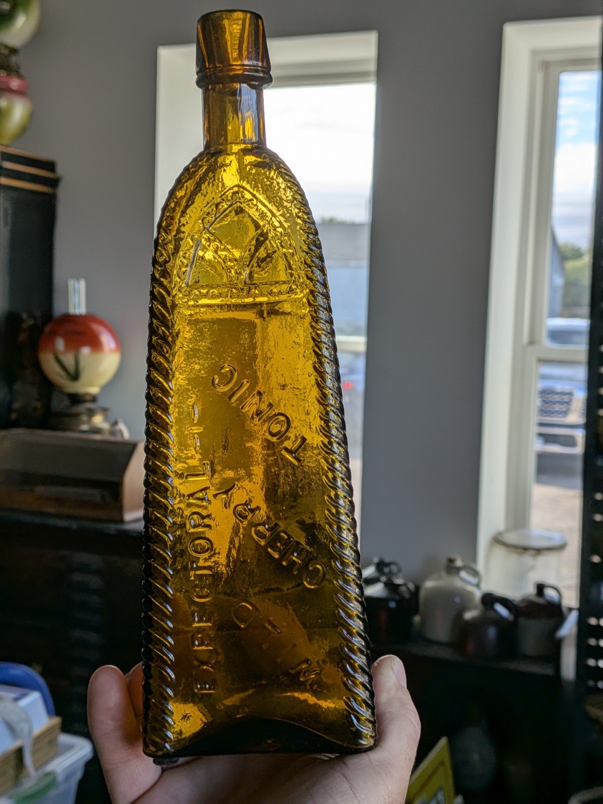 Yellow Amber Rohrer\'s Expectoral Wild Cherry Tonic Lancaster Pennsylvania Bottle