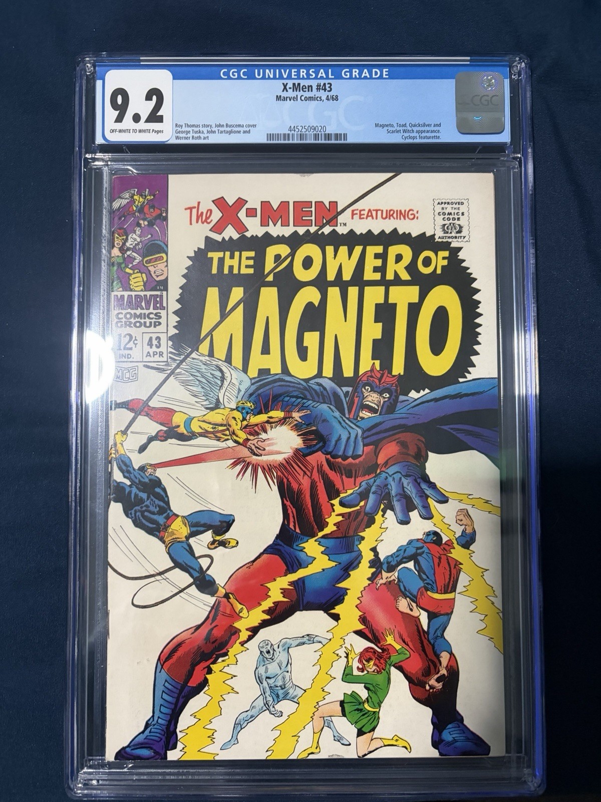 Marvel Comics the X-Men #43 Power of Magneto 1968 Silver Age CGC 9.2