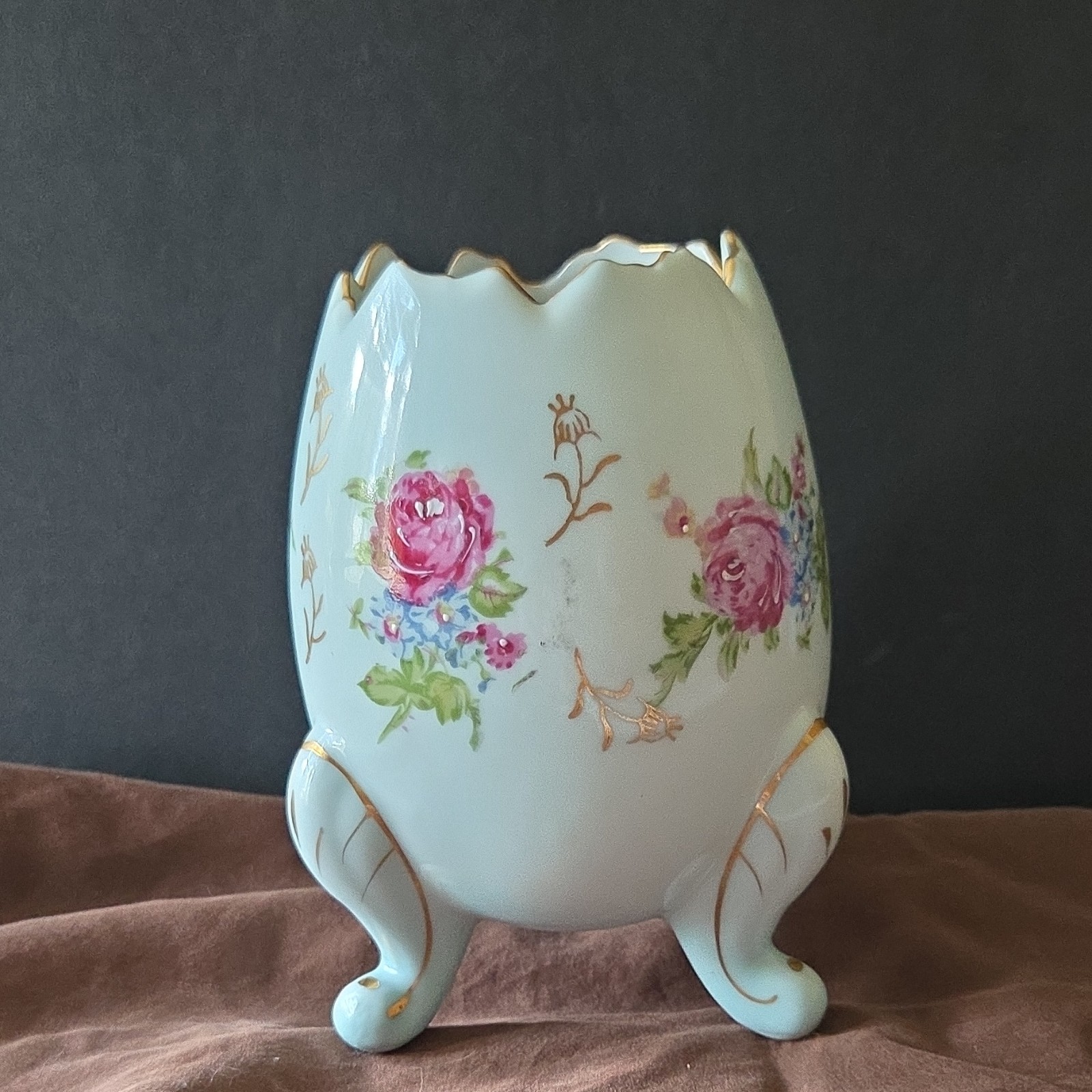 Vintage Napcoware C3199/M Cracked Egg Vase Footed Pink Rose Floral Japan Gilt Vintage Napcoware C3199/M Cracked Egg Vase Footed Pink Rose Floral Japan Gilt