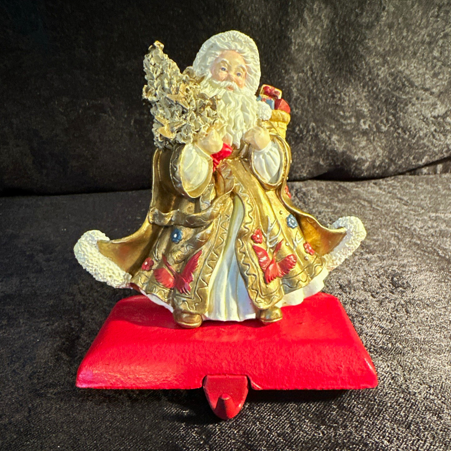 1999 Handcrafted  Santa Stocking Hanger 5\