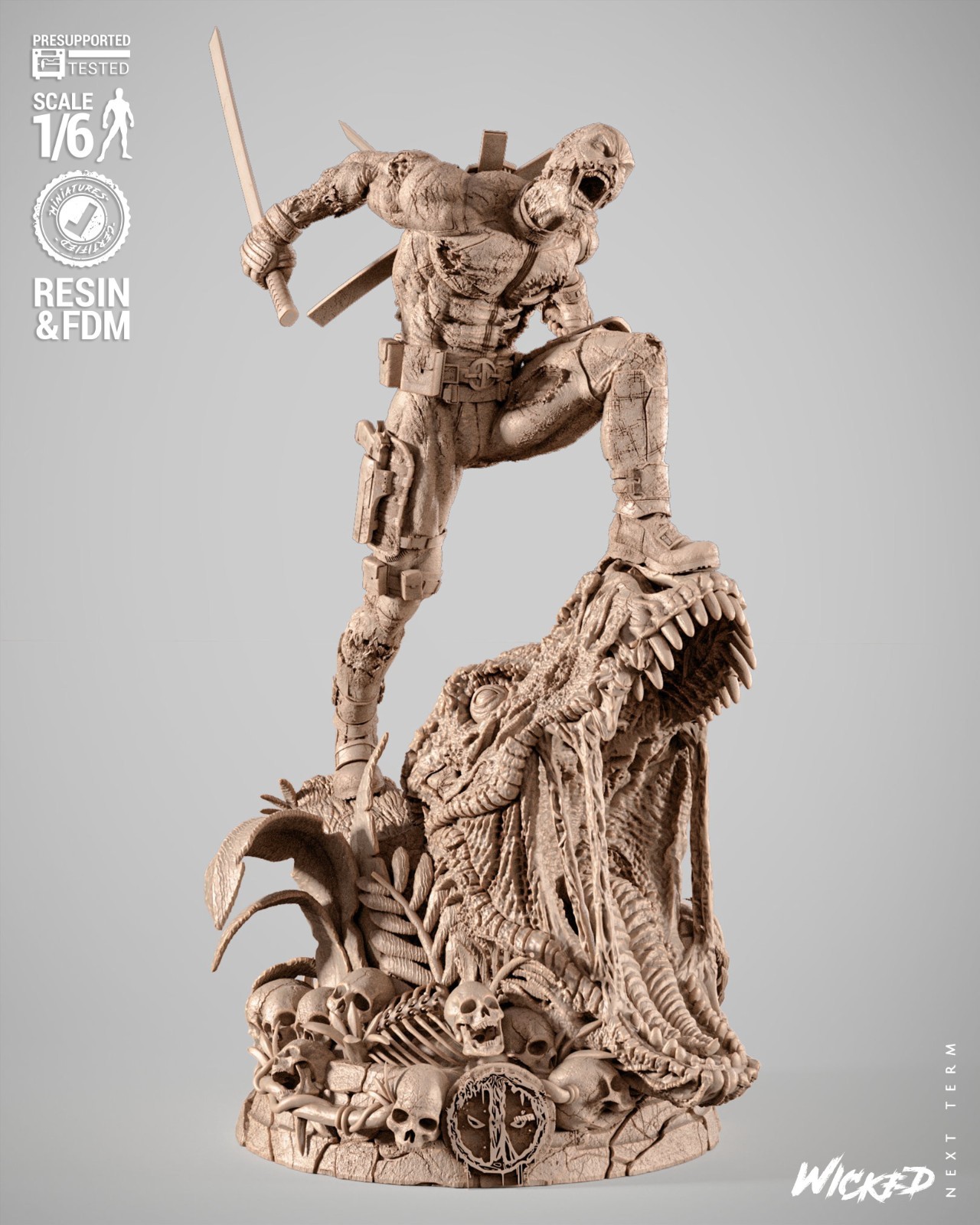 Deadpool Zombie Bust  Resin Sculpture Statue Model Kit Unpainted/Unassembled