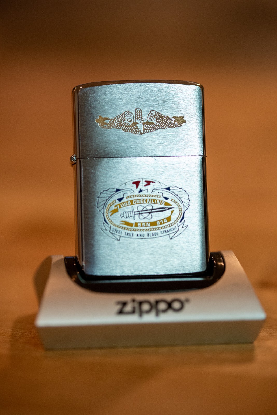 ZIPPO LIGHTER SUBMARINEUSS GREENLING SSN 614 VINTAGE 