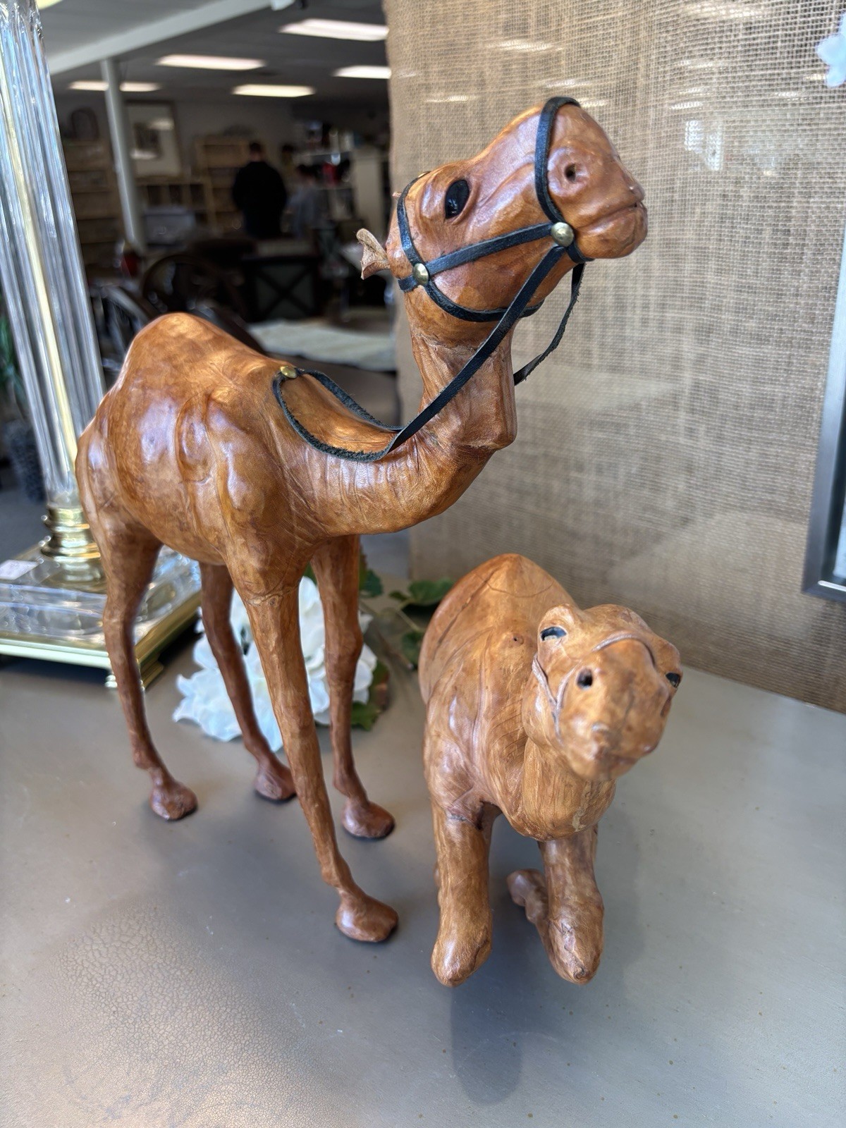 Two Beautiful Tall Handmade Leather Statues Two Beautiful Tall Handmade Leather Statues