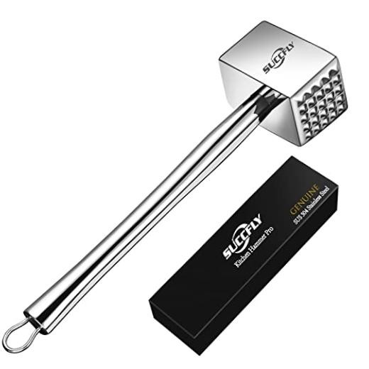 Stainless Steel Meat Tenderizer Tool, Heavy Duty Meat Mallet 1.65LB | X-Large