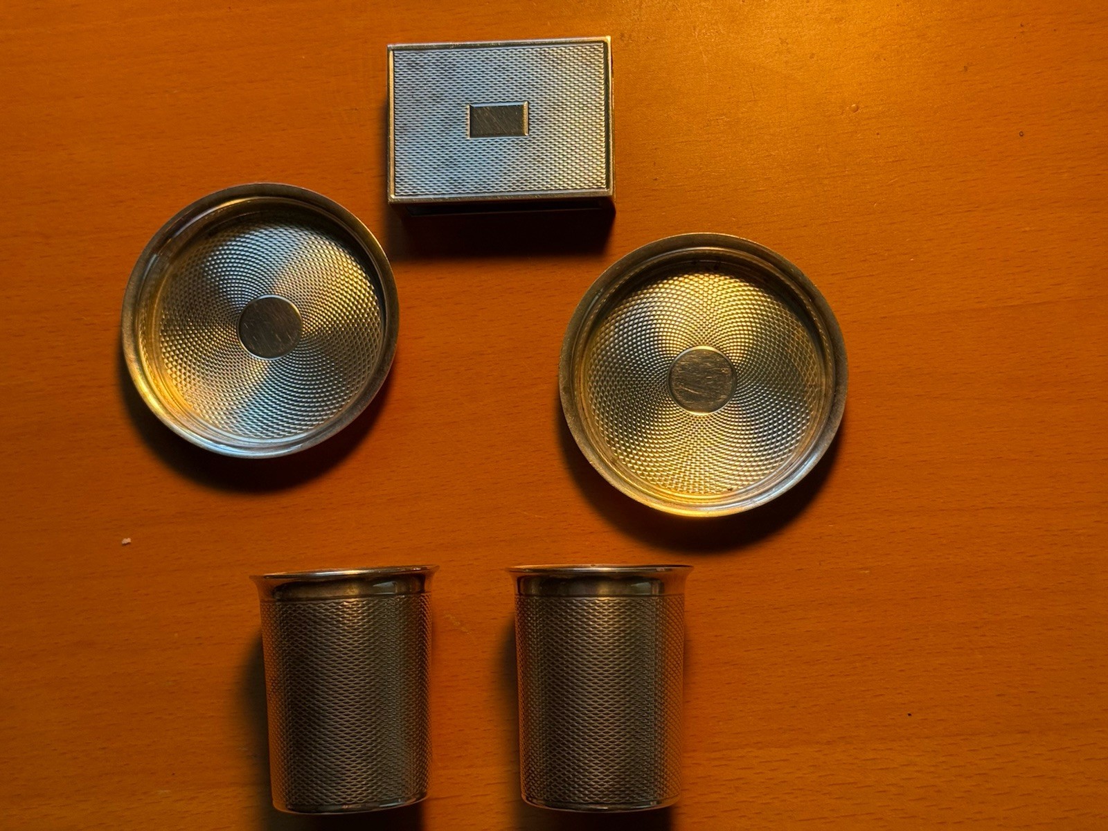 Hermes Paris & Ravinet d’Enfert, a Rare French Silver Smoking Set Of Five Pieces