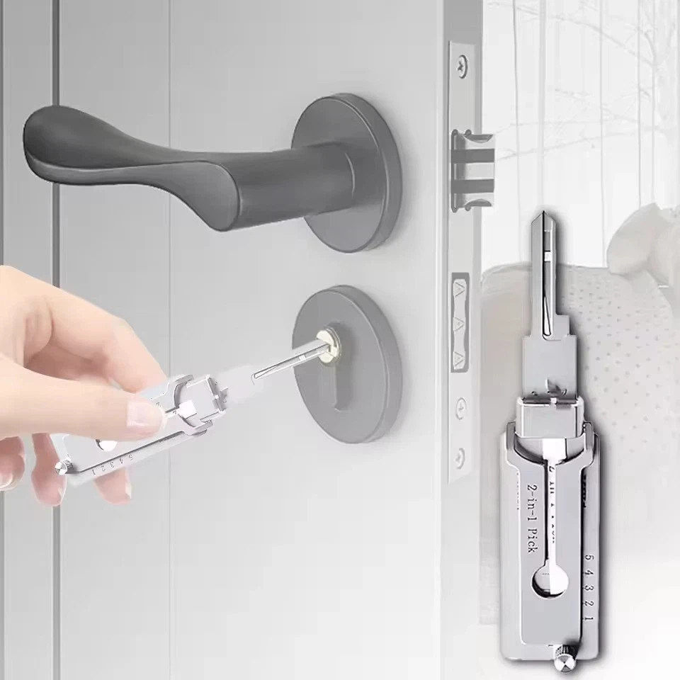 2-in-1 Stainless Steel Key Decoder Locksmith SS001 PRO Lock Repair Tools Kit 1PC
