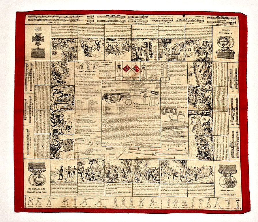 BRITISH MILITARY CAP BADGES, Fulton\'s Military Handkerchief, 1888, VERY RARE