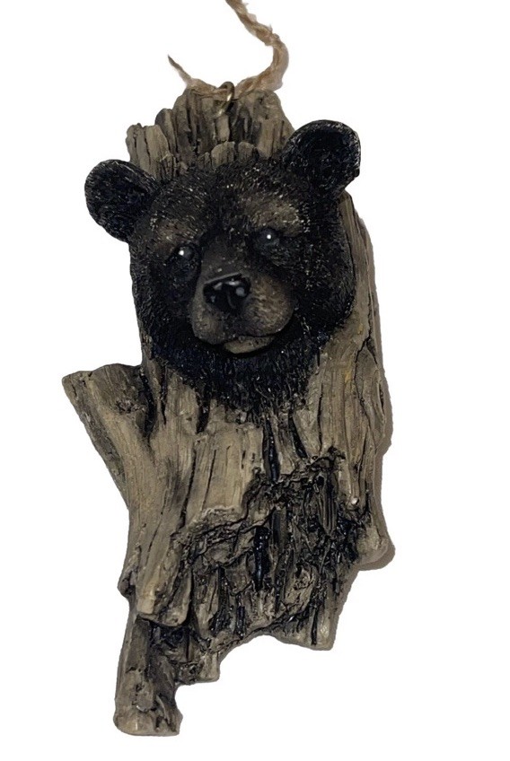 Vintage cute Bear In Tree Cabin Wall Hanging Art Ornament