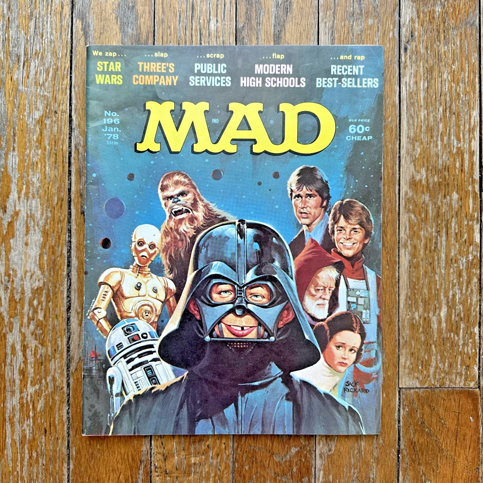 January 1978 No 196 MAD MAGAZINE STAR WARS Roars Three\'s Company Issue Unfolded