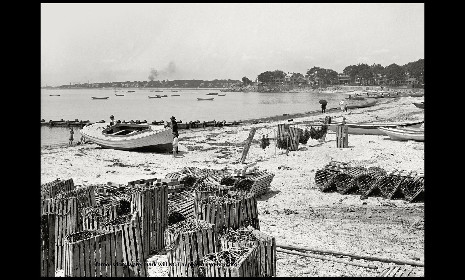 1907 Lobster traps Beach Massachusetts Fishing Boat Fisherman 8x10 Photo Reprint