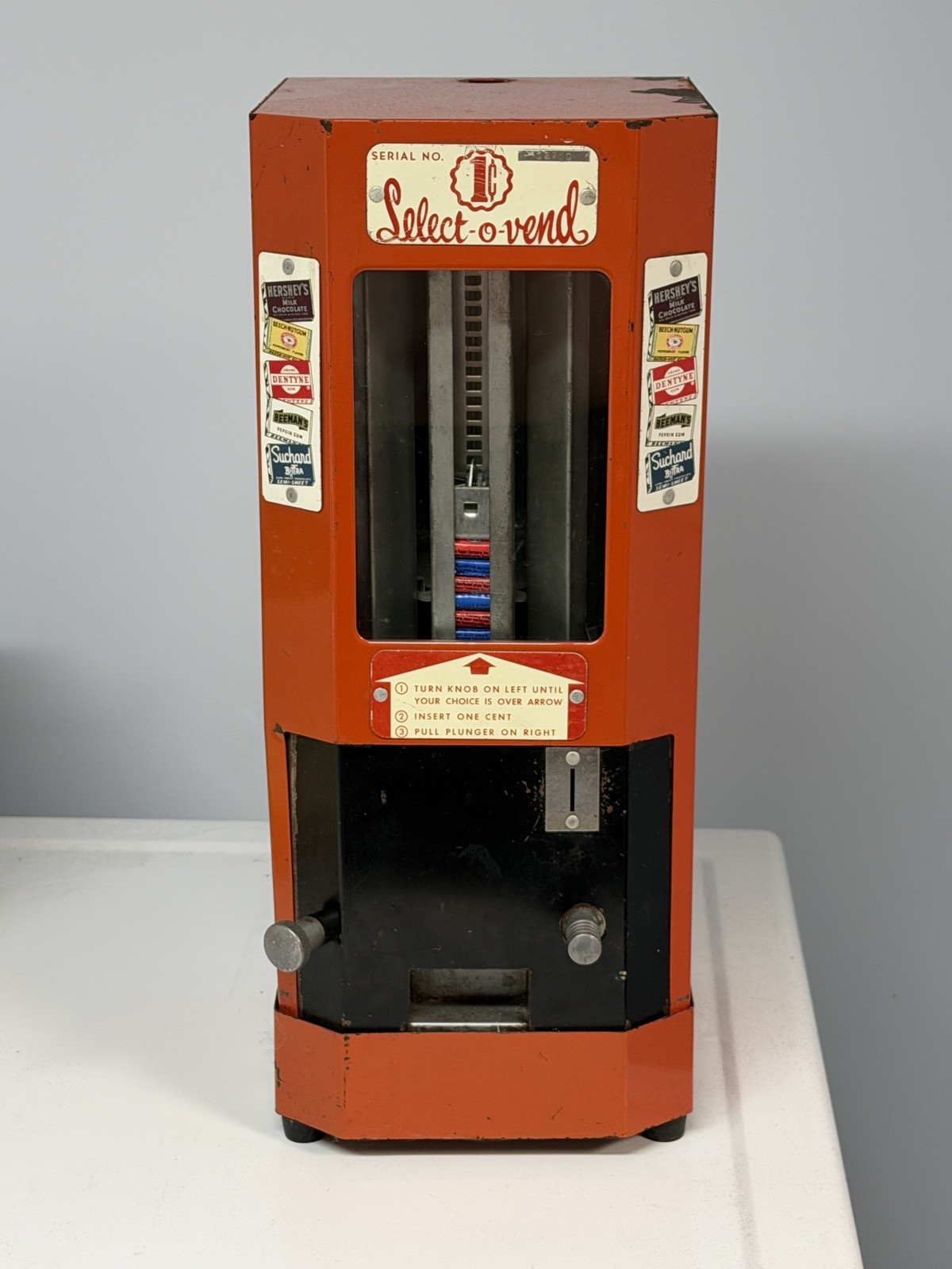 Vintage Select-O-Vend Candy & Gum Penny Vending Machine 1940\'s Hershey, Dentyne