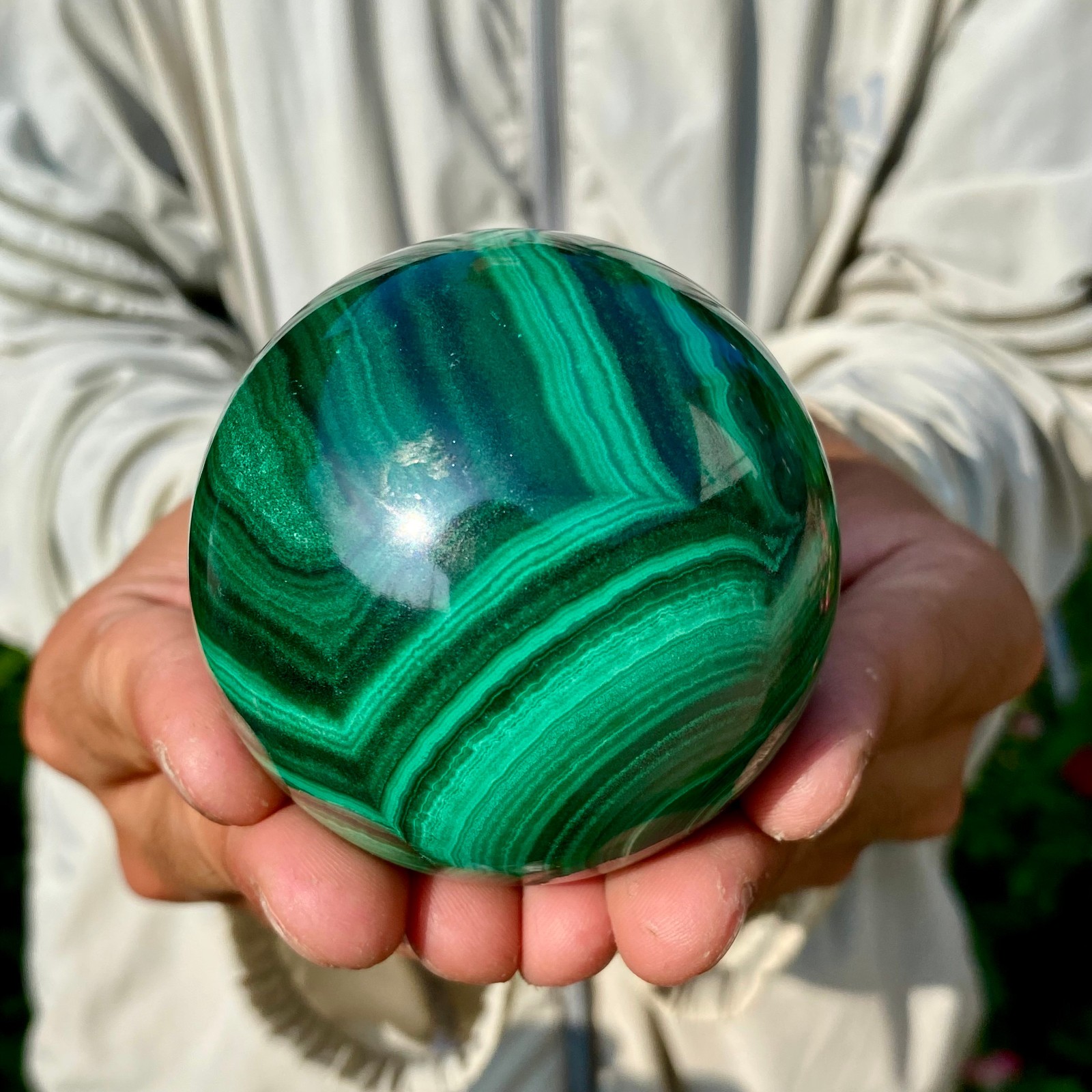 1.21LB Rare Natural Malachite quartz hand Carved sphere Crystal Healing