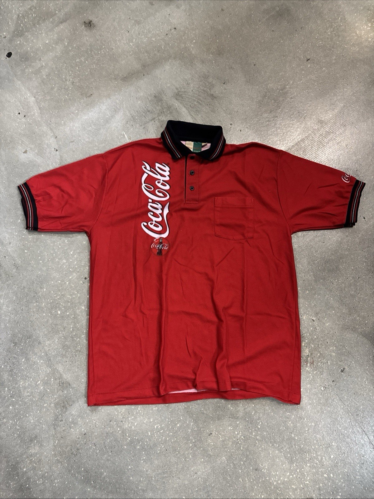 Vintage Wear Guard Coca-Cola Triple Button Collared Tee Sz L
