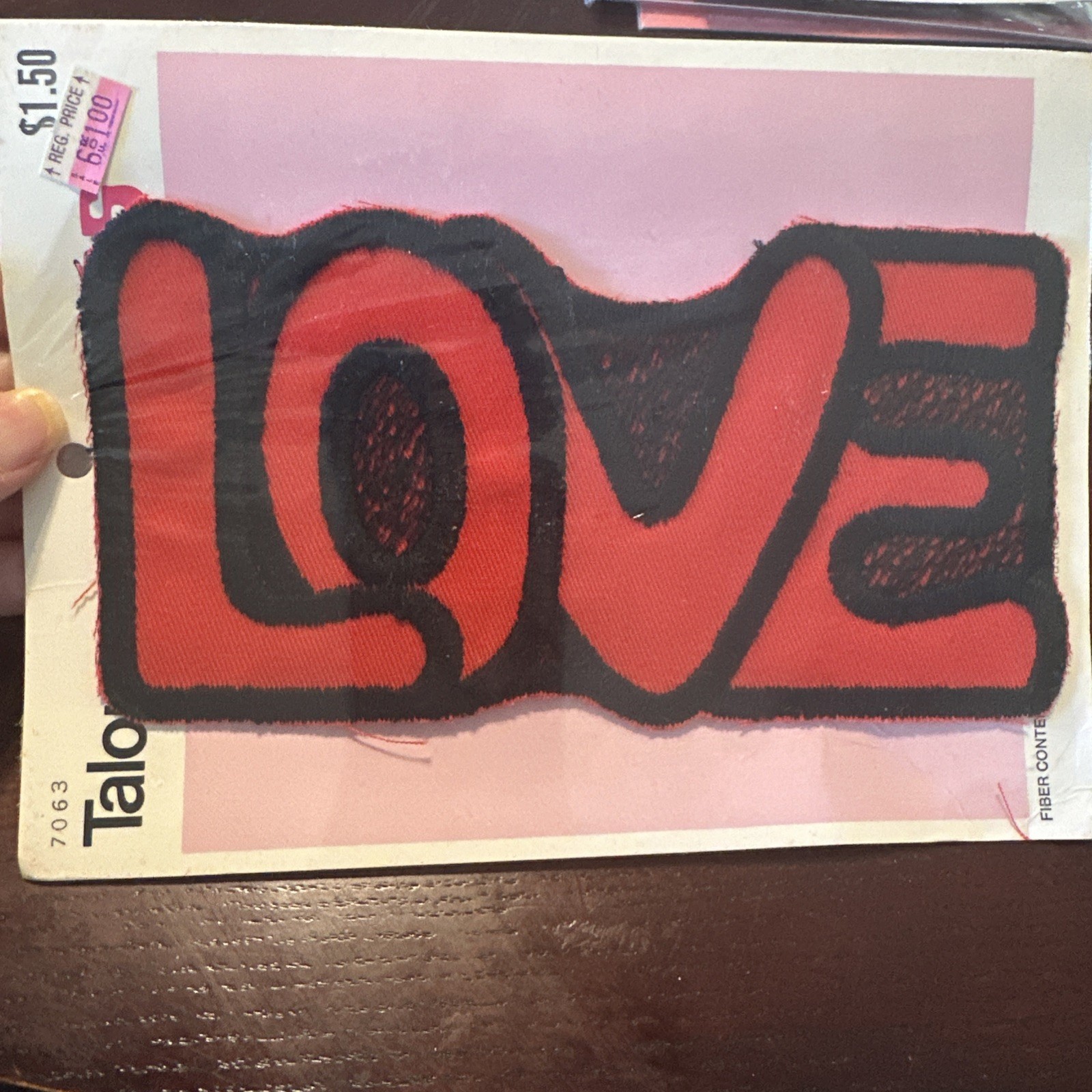 Vintage Large LOVE Patch Applique Red Black Mod Psychedelic Sew On 1970s 7x3.5”