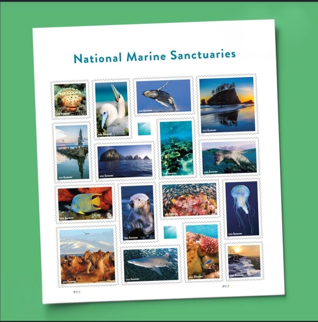 USPS 2022 National Marine Sanctuaries Forever Stamps Sheet of 16, Nature