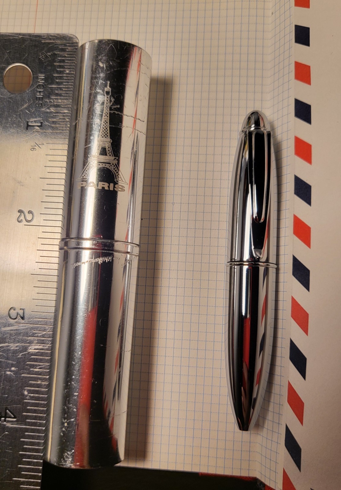 Vintage 1990s Paris France Souvenir Pen Silver Tone Engraved French Landmarks