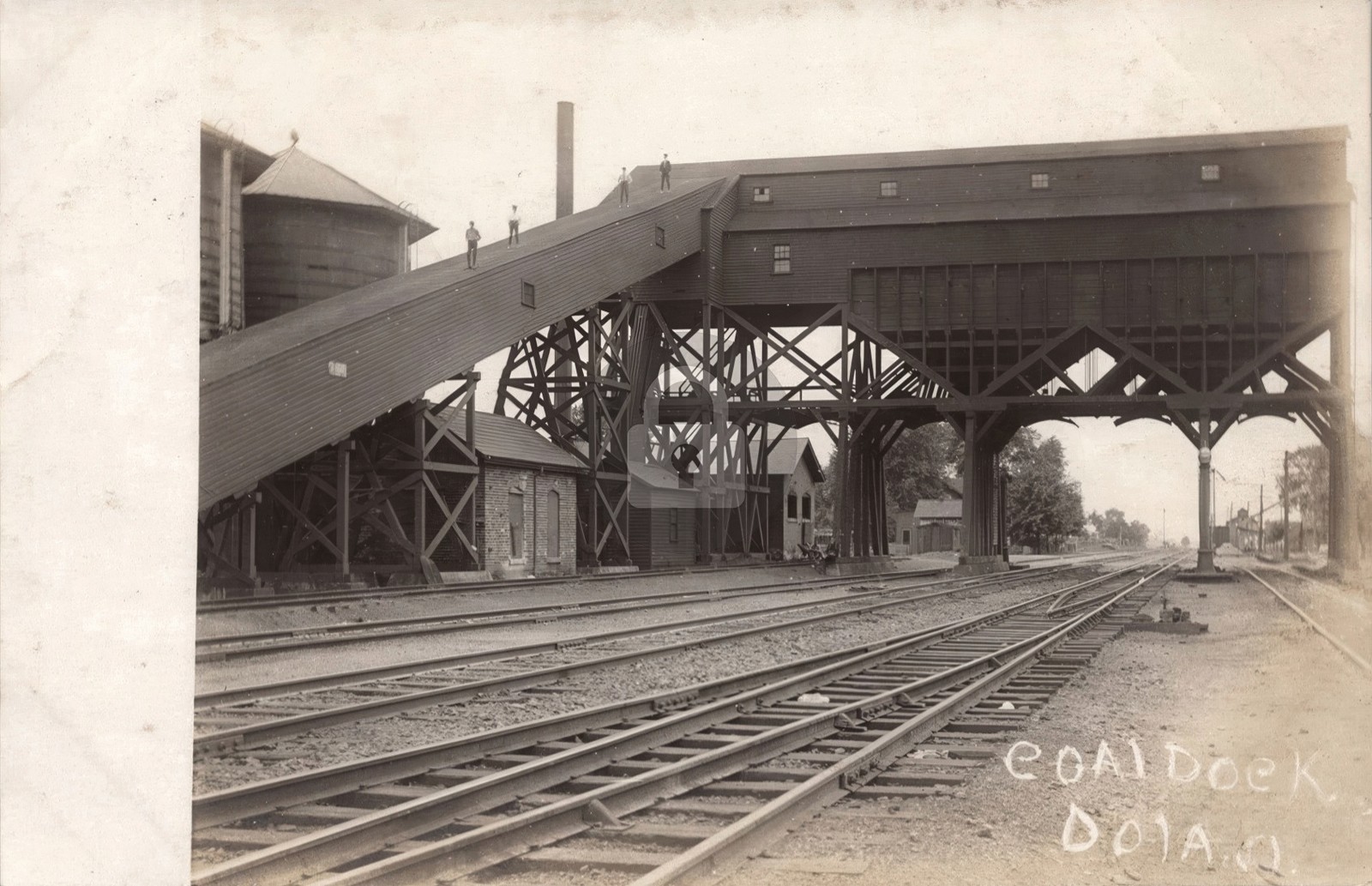 Rail road coal dock Dola Ohio 1908 RPPC Photo Postcard COPY