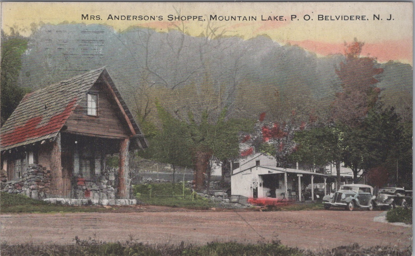 Mrs Andersons Shoppe Mountain Lake Belvidere New Jersey NJ Autos 1930s Postcard