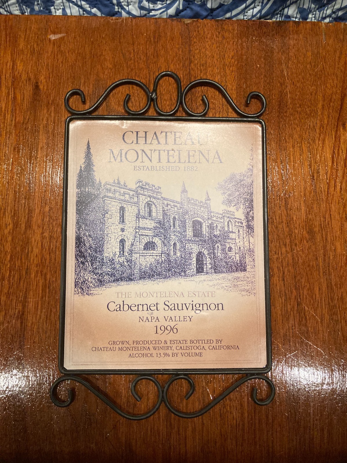 Vintage Chateau Montelena 1996 Cabernet Sauvignon Metal Sign