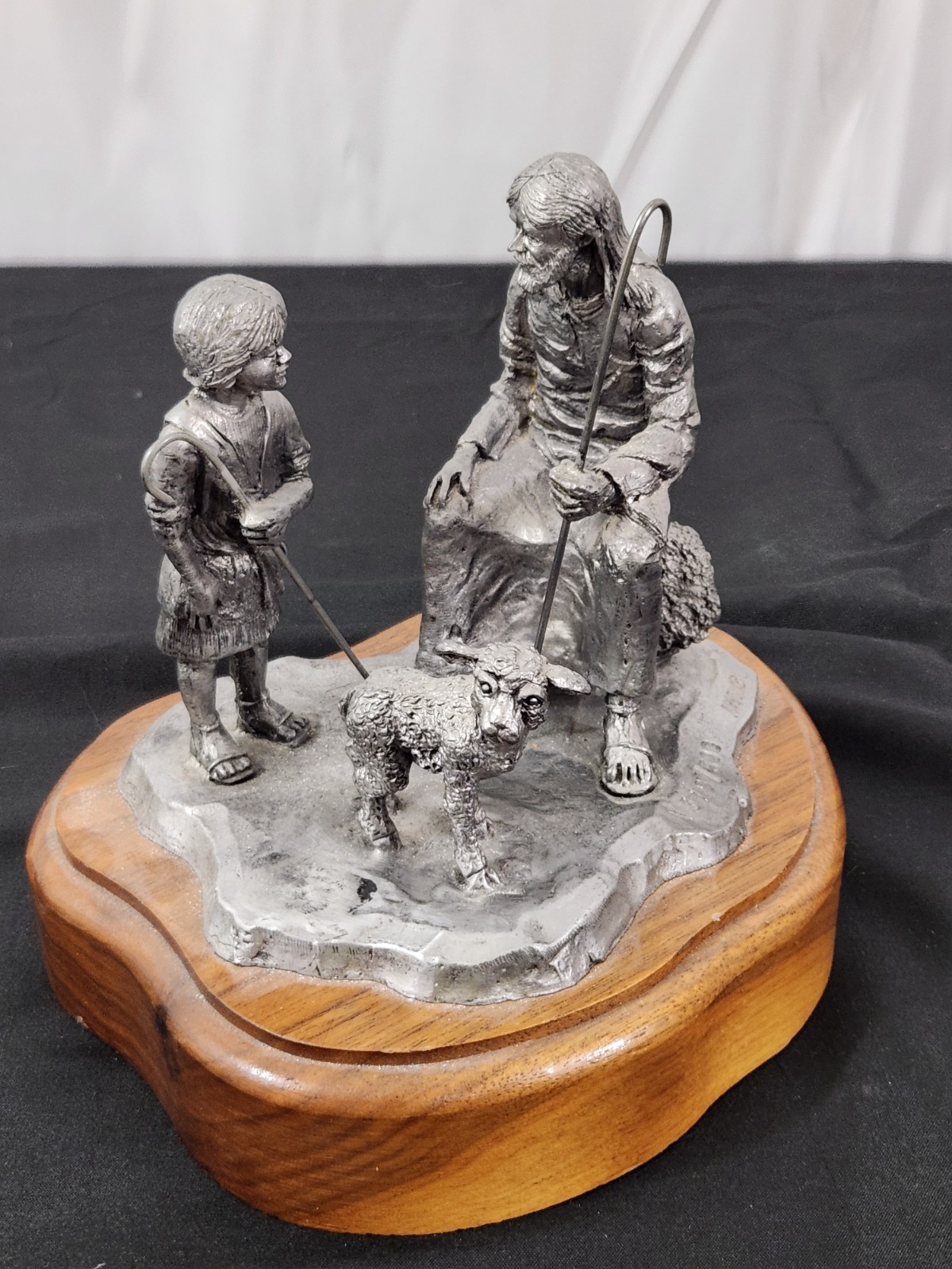 VTG Michael Ricker Pewter Nativity Jesus Shepherd Lamb Diorama Art Sculpture LE