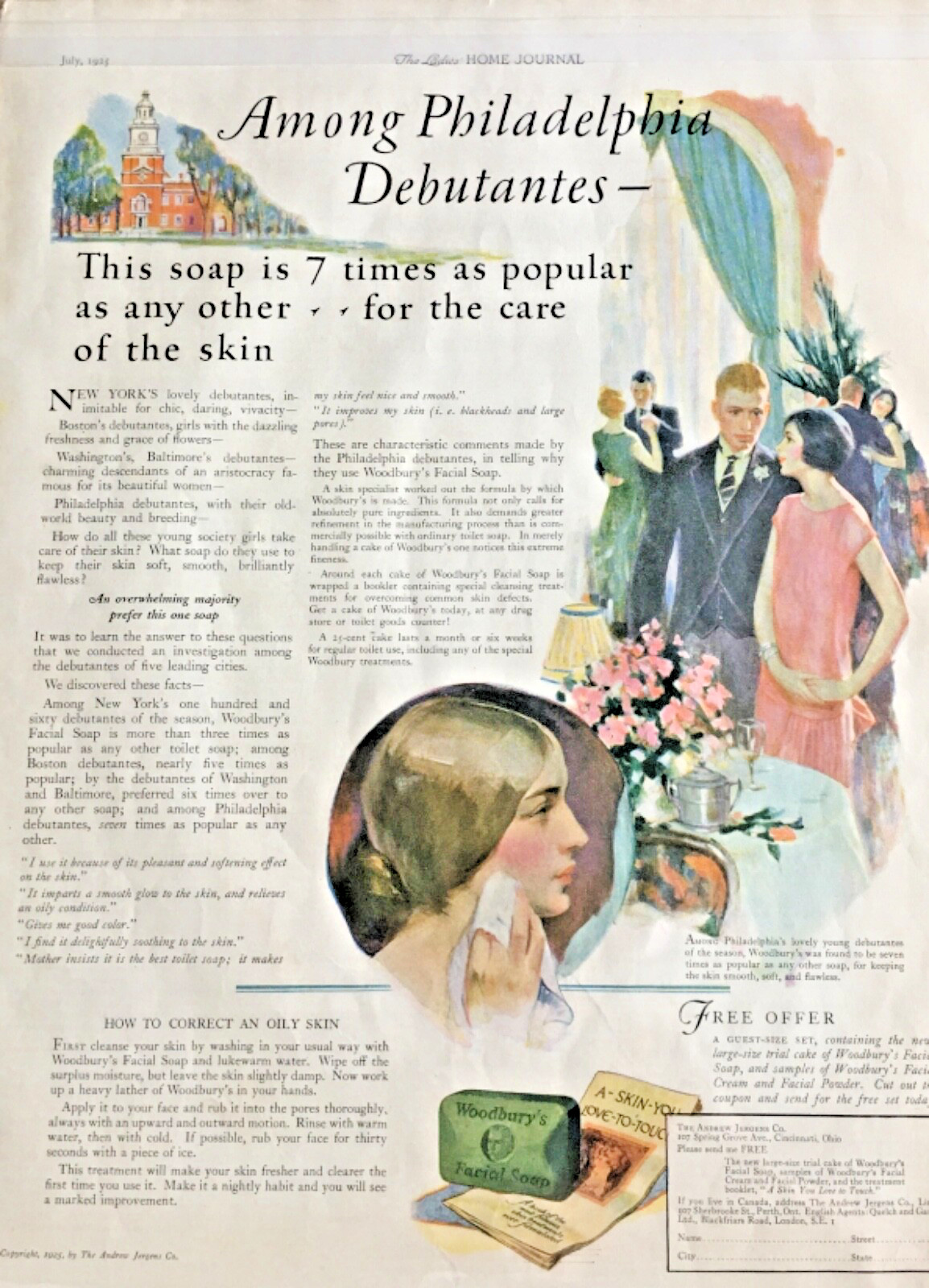 Vintage 1925 WOODBURY\'S Facial Soap Health Beauty Bathroom Décor 20\'s Print Ad