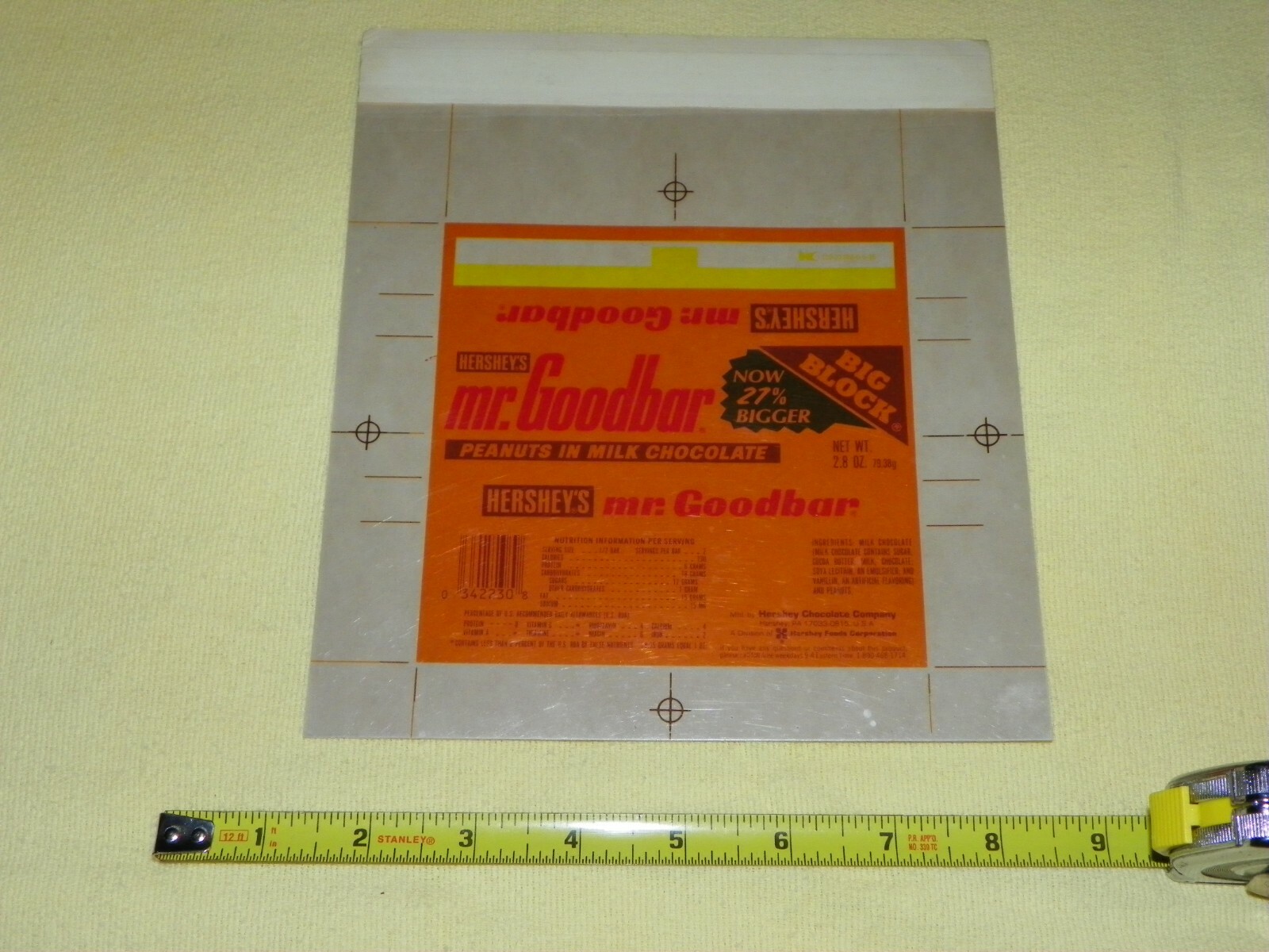 Hershey   MR.GOODBAR - CYLINDER GUIDE PRINT  SCARCE  only one exist