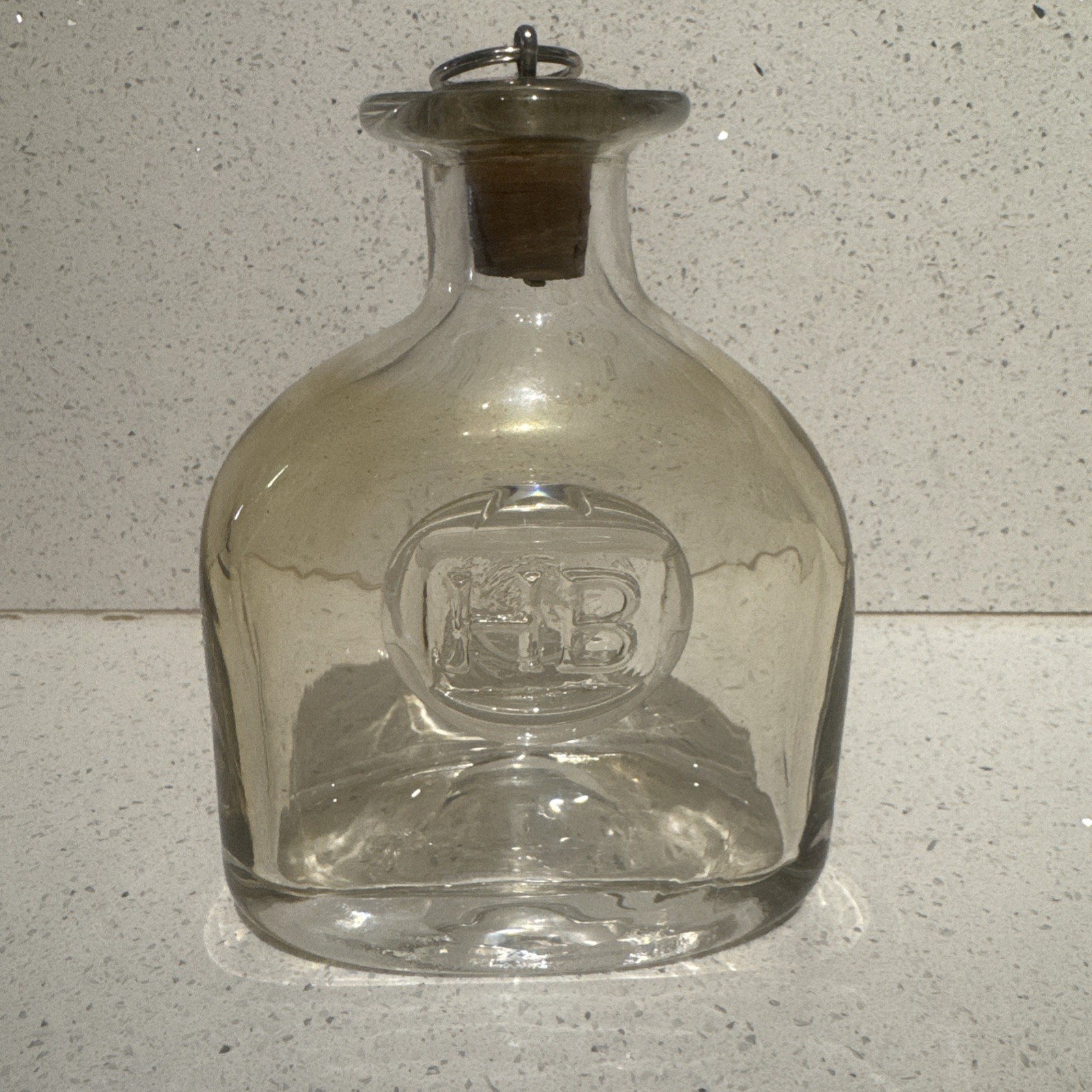 Vtg Magnor Glass Carafe Norway HB Embossed Bottle Thick Glass Scandinavian