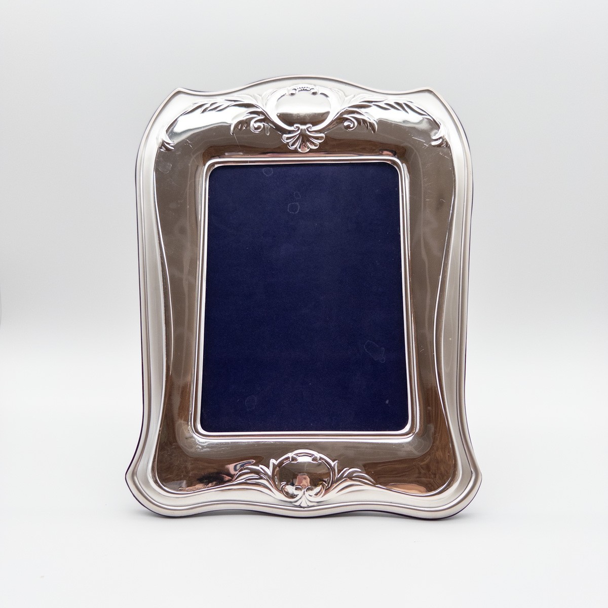 Ornate 925 Sterling Silver Front 5x7 Picture Frame Floral Scroll Wood Back