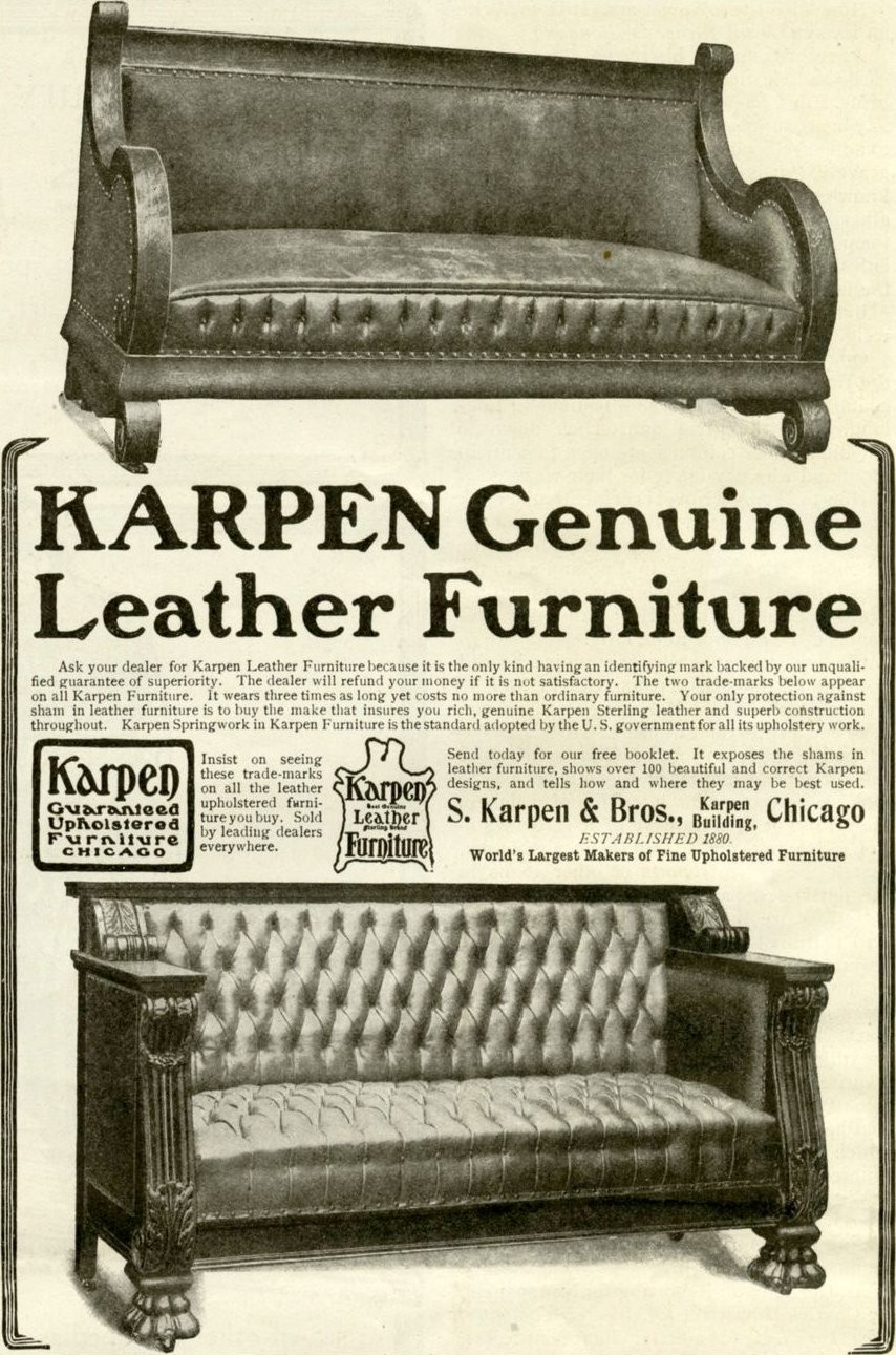🛋️ 1920s Karpen Leather Furniture Poster - Retro 24x36” Hi-Res💎 Print - Home