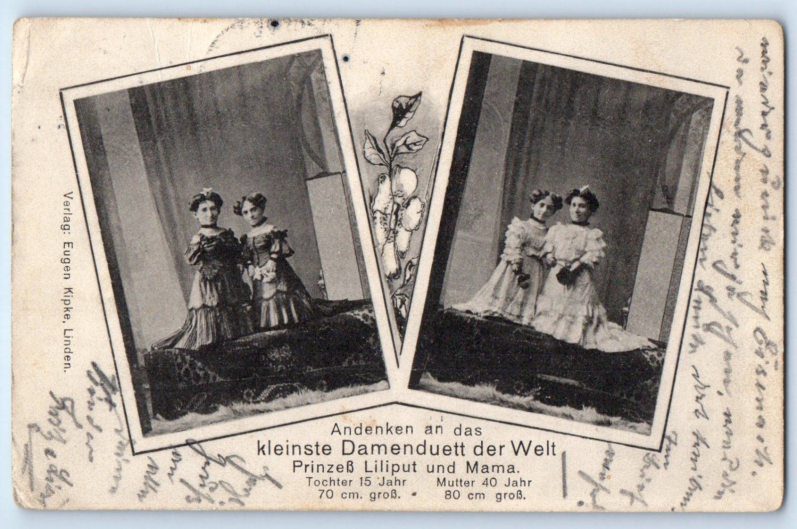 c1910\'s Midget Sideshow Circus Singers Princess Liliput Antique Posted Postcard