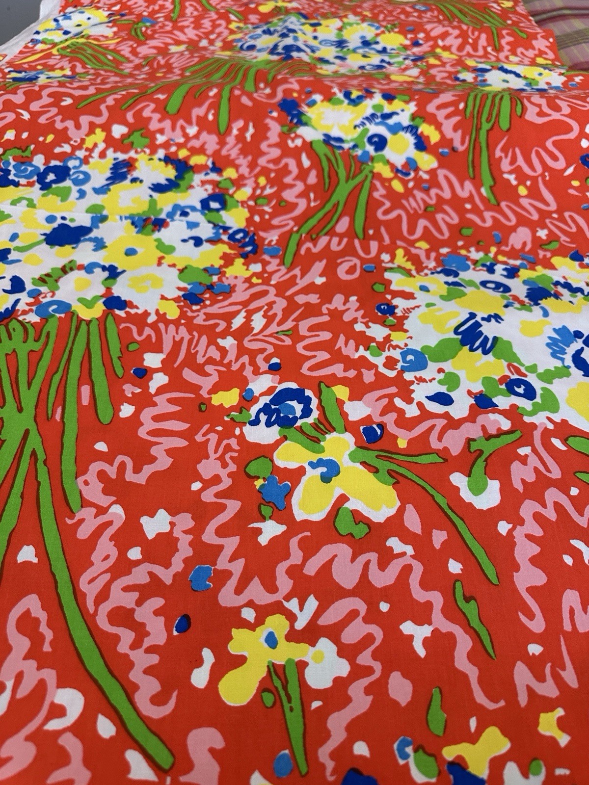 Rare 24Uncut Yards 1970’s Brunschwig & Fils Fabric Fancy Nancy Hand Print
