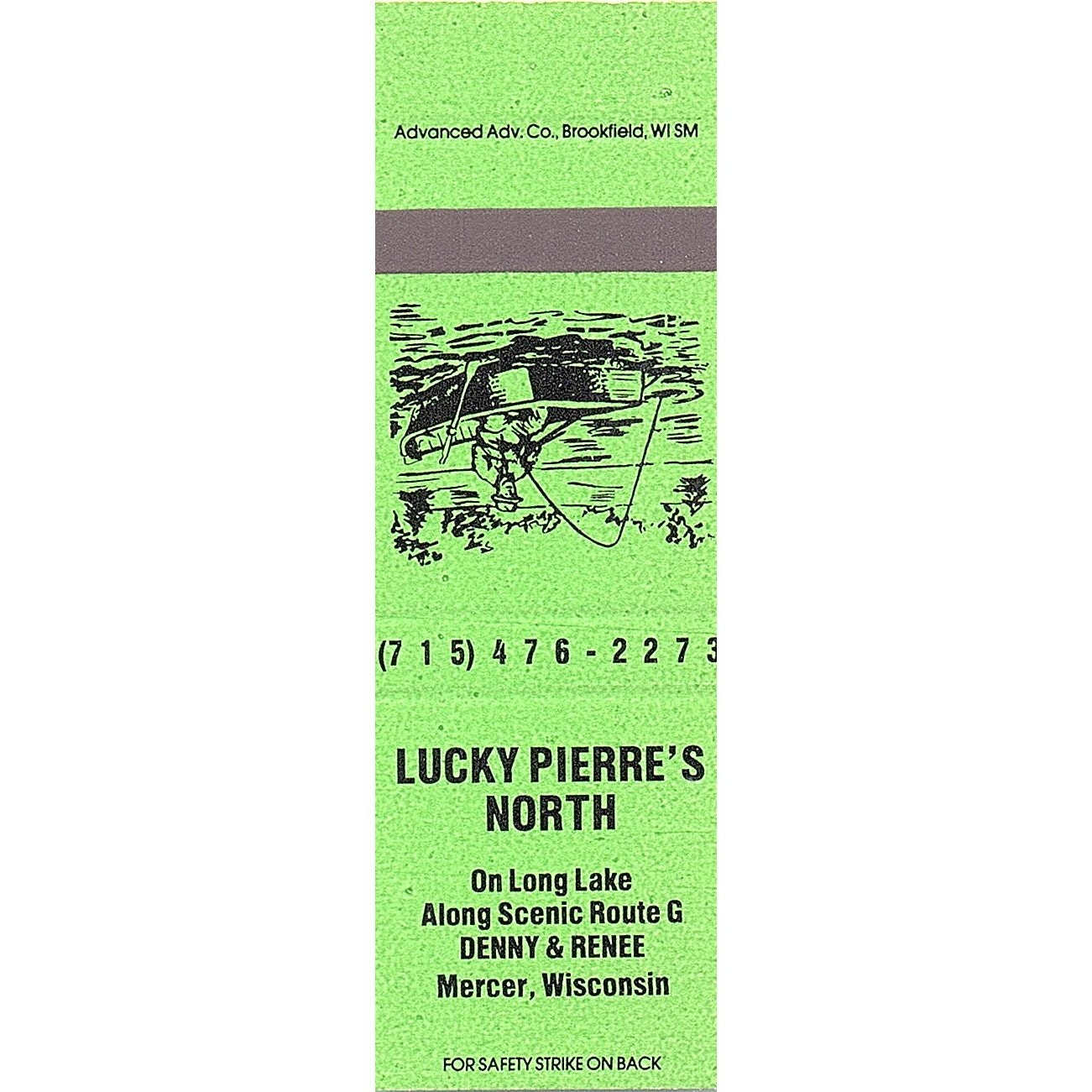 Lucky Pierre's North On Long Lake Mercer WI Vintage Matchbook Cover SMB69-5-A1 Lucky Pierre's North On Long Lake Mercer WI Vintage Matchbook Cover SMB69-5-A1