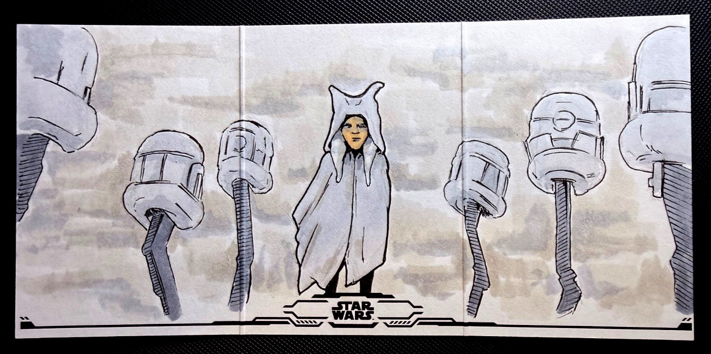 2025 Star Wars Smugglers Ahsoka in Graveyard  1/1 Triptych Sketch Chris Colyer