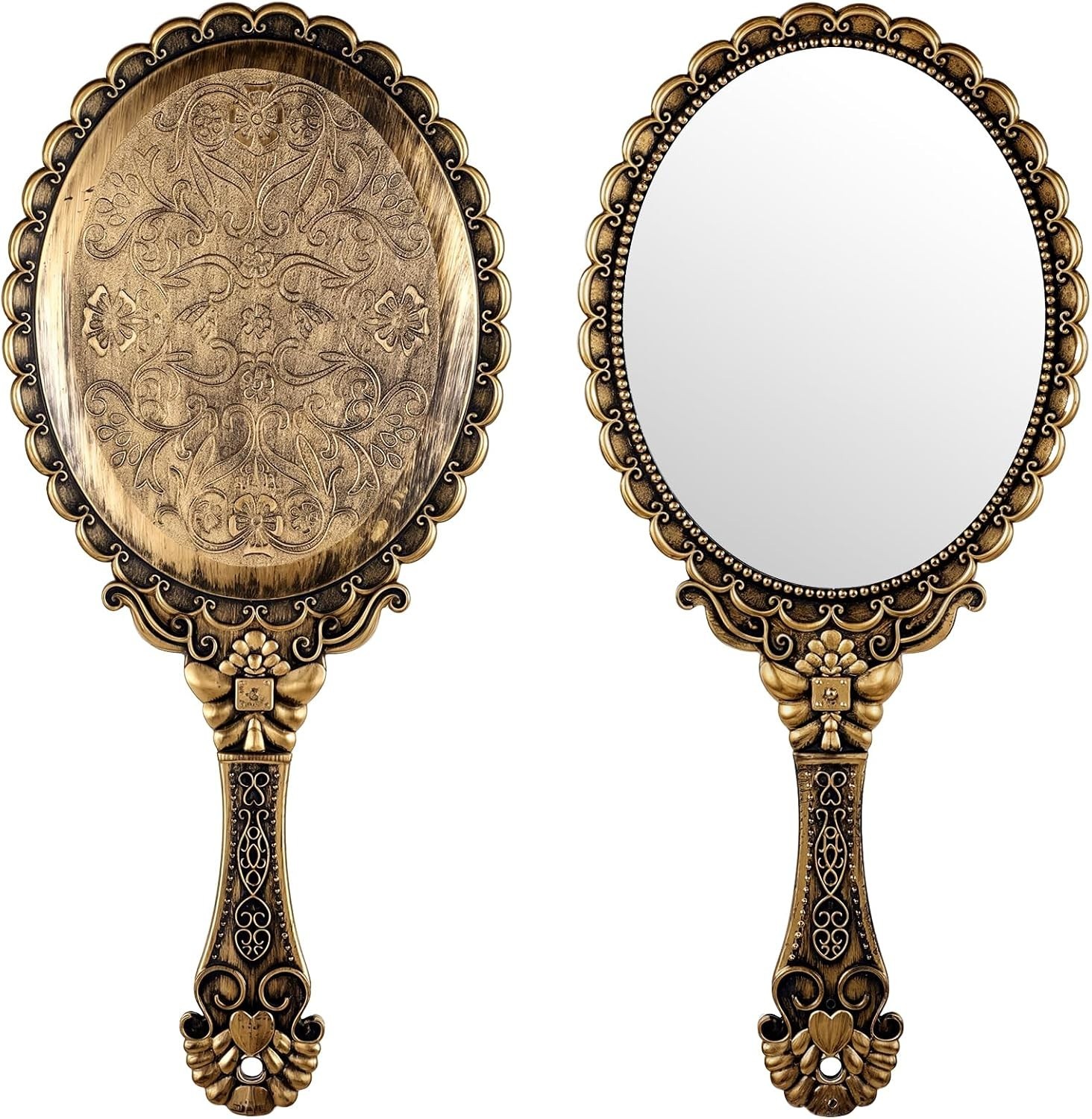 Vintage Hand Mirrors with Handle, Vanity Handheld Makeup Mirror Elegant Handle M