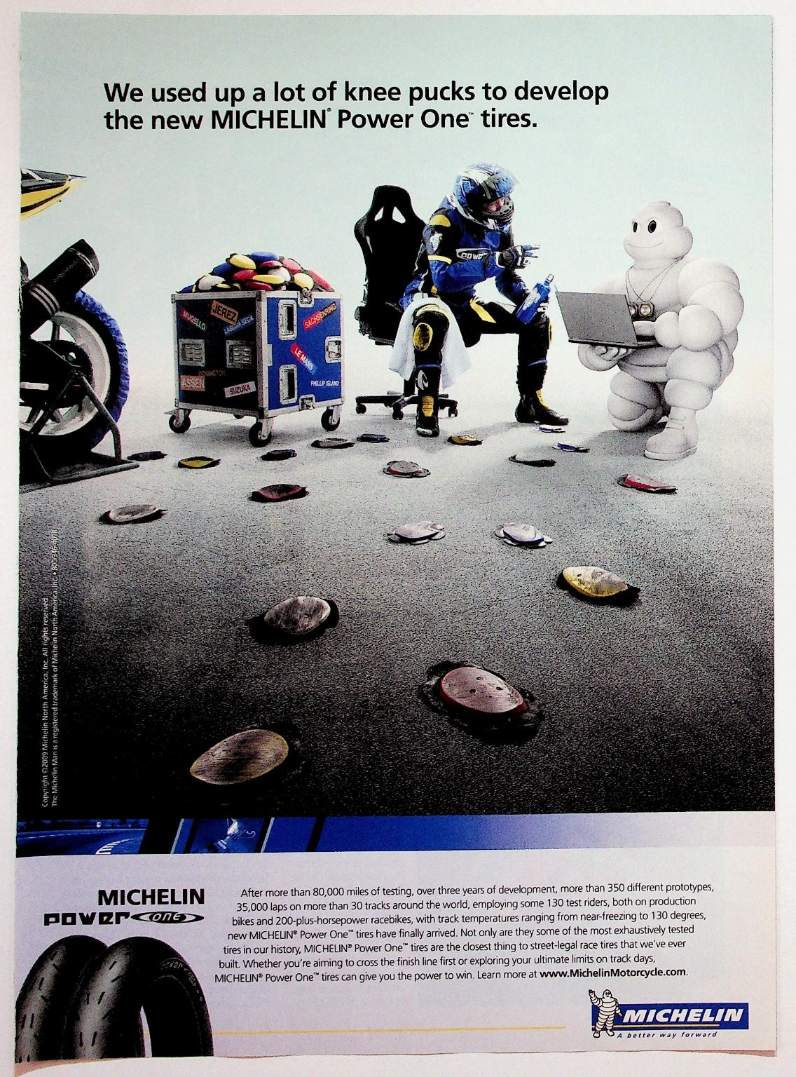 Michelin Power One Tires Ad 2009 Vintage Magazine Print Motorcycle Racing