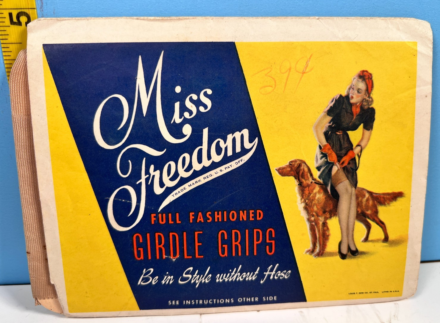 1940's Miss Freedom Full Fashioned Girdle Grips Gil Elvgren Pinup Louis Dow Co.