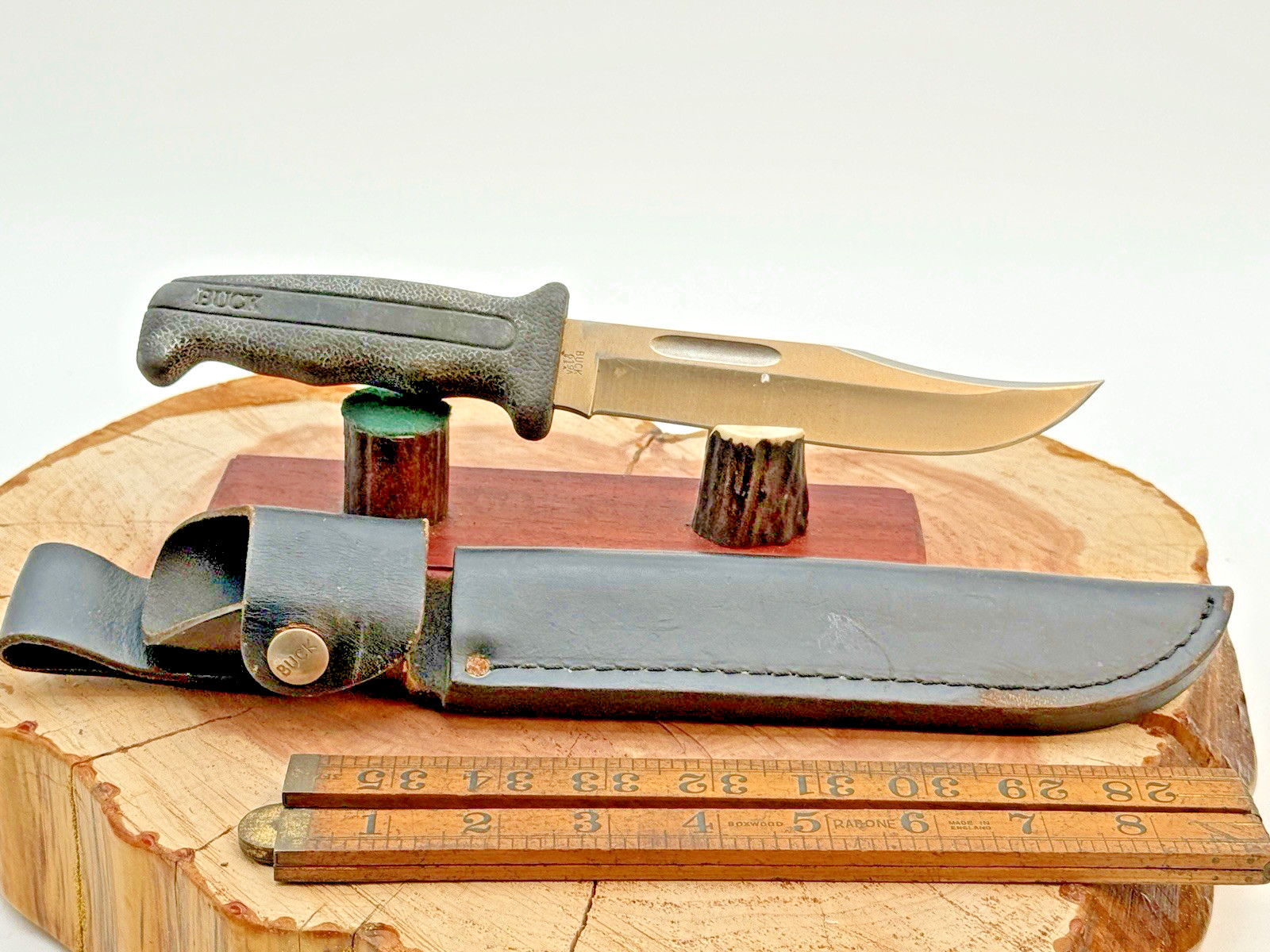 Vintage (1988) Buck USA 619 Woodsmate Fixed Blade w/sheath Rubber Handle-1983.26 Vintage (1988) Buck USA 619 Woodsmate Fixed Blade w/sheath Rubber Handle-1983.26