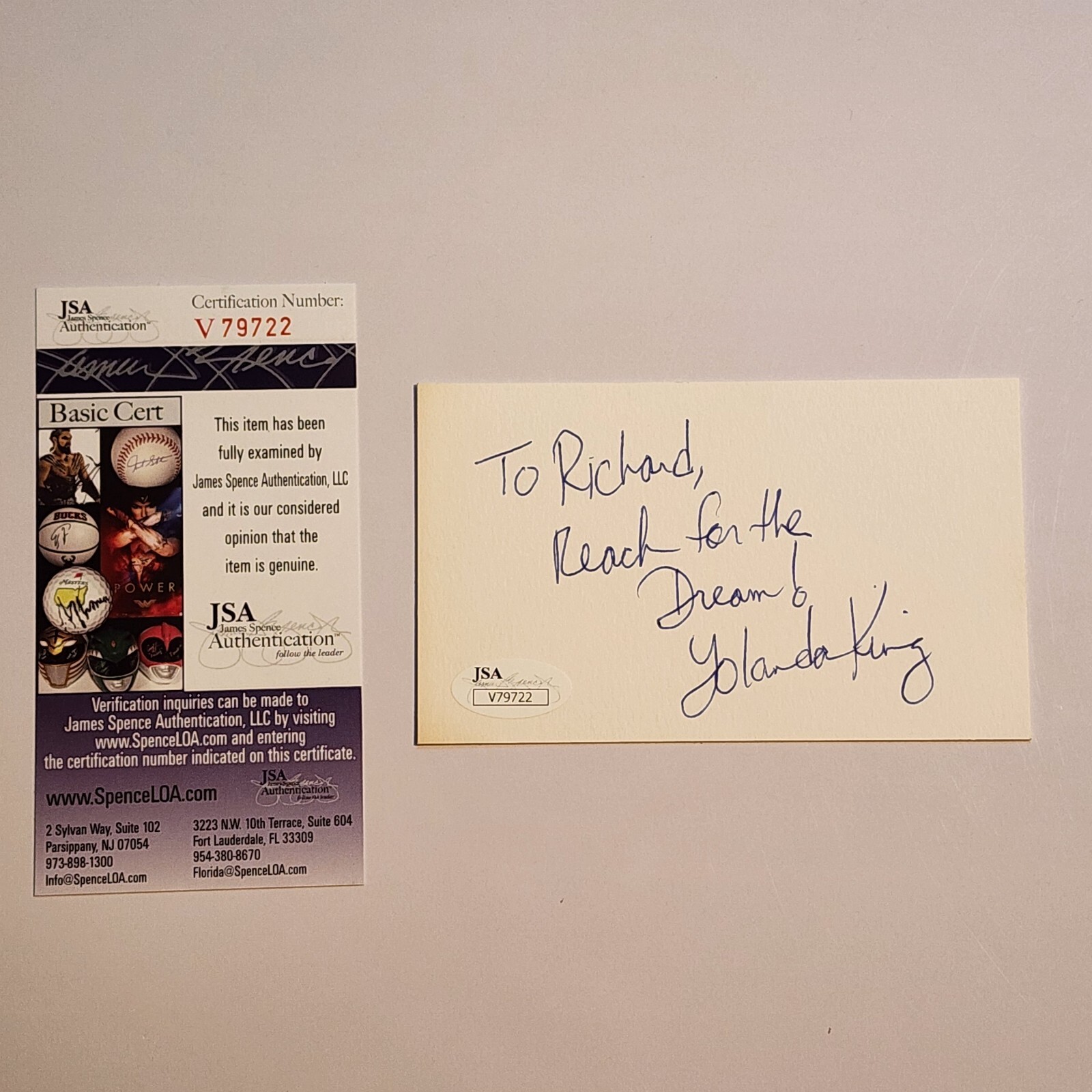 Yolanda King Signed JSA COA Autograph Auto Daughter Of Martin Luther MLK 