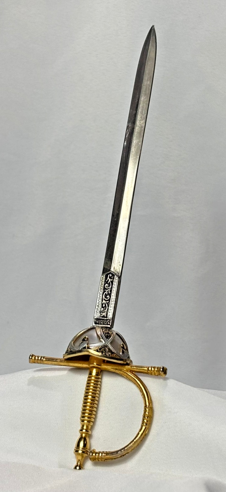 Vtg Spain Damascene Letter Opener Paper Knife Sword Rapier Design Vtg Spain Damascene Letter Opener Paper Knife Sword Rapier Design