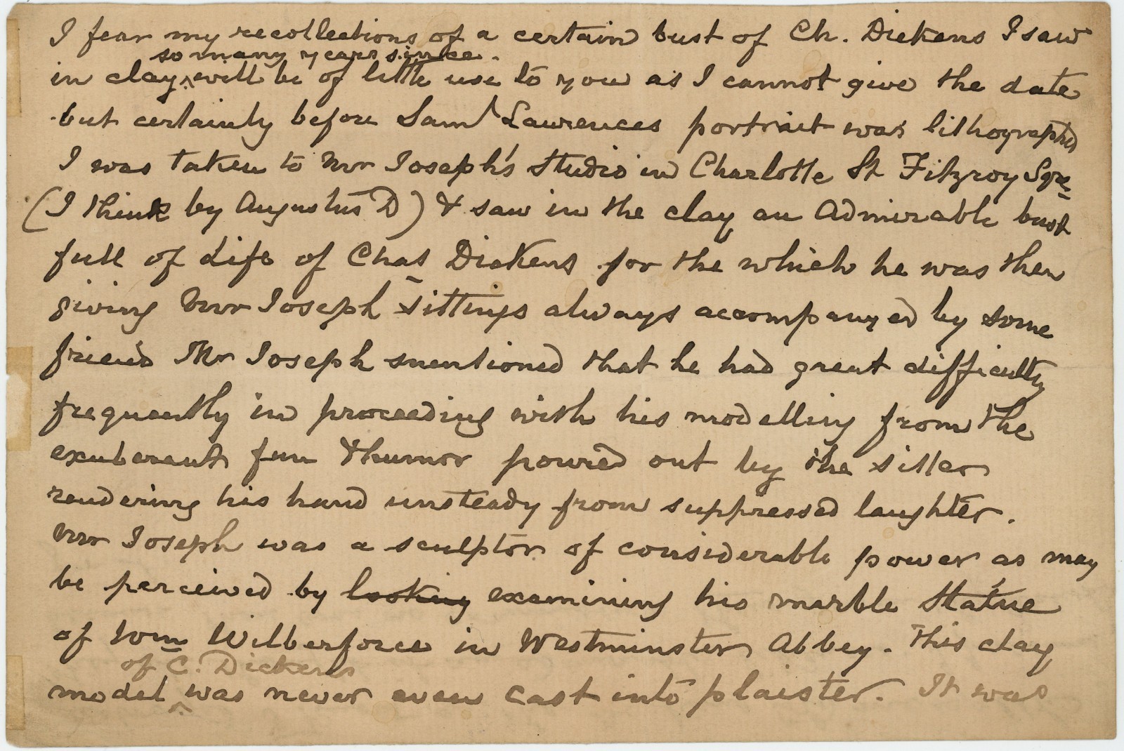 Charles Dickens Samuel Haydon Manuscript Lost Bust Samuel Joseph Basil Hall