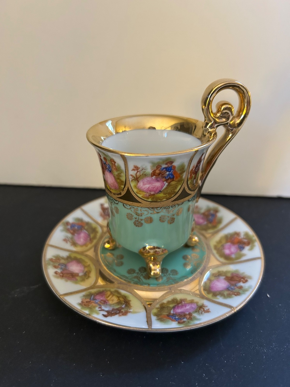 Vintage J K W  Bavaria Western Germany Josep Kuba Footed Demitasse Teacup Set