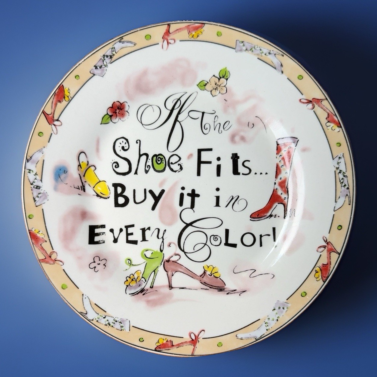 Vintage Home Essentials Shopping Attitudes Plate Set 2 Shoe Money Fashion