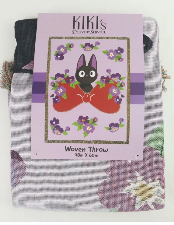Studio Ghibli Kiki’s Delivery Service Throw Blanket Tapestry Jiji Bow Wall Art