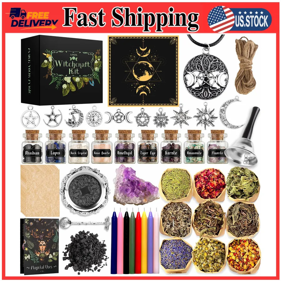 LAVEVE Witchcraft Supplies Kit for Spells, 56 PCS Beginner Witch Box
