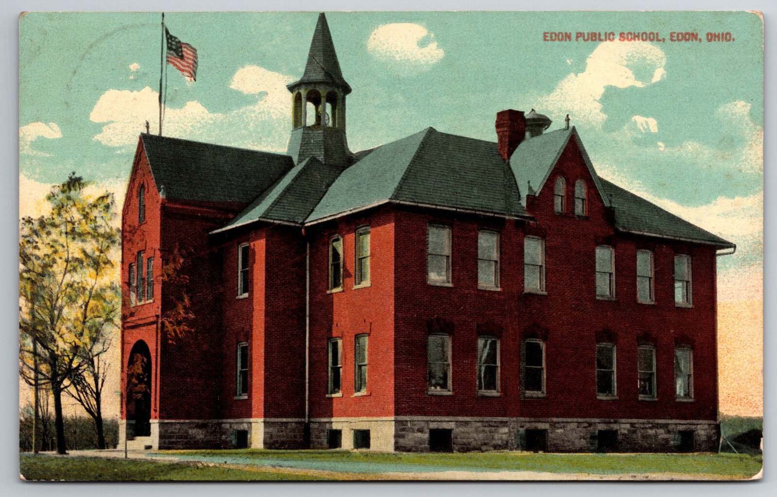 Edon, OH, Public School, Street View, Vintage Postcard Edon, OH, Public School, Street View, Vintage Postcard